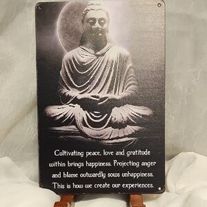 Black and White Buddha Metal Wall Art